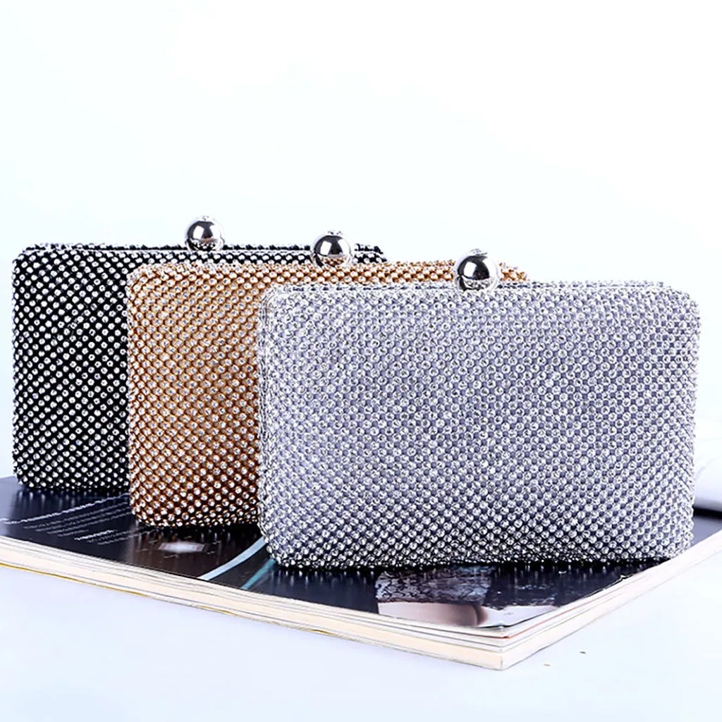 

Women Fashion Diamond Hand Made Rhinestone Chain Evening Bag Party Clutch Shoulder Crossbody Bags For Party