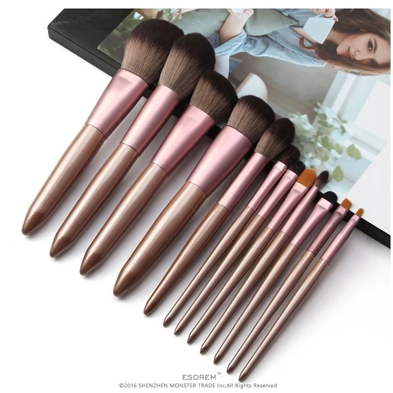 

ESOREM 12pcs Soft Makeup Brushes Solid Wood Handle Cosmetic Brush Small Contour Blush Tapered Blending Pincel Maquiagem 5765