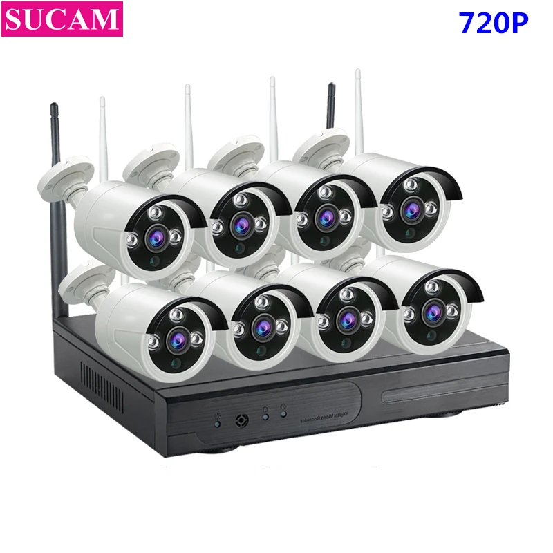 SUCAM 8CH CCTV System Wireless 720P NVR 8PCS 1.0MP IR Outdoor P2P Wifi IP CCTV Security Camera System Surveillance Kit 1TB HDD SUCAM 8CH CCTV System Wireless 720P NVR 8PCS 1.0MP IR Outdoor P2P Wifi IP CCTV Security Camera System Surveillance Kit 1TB HDD