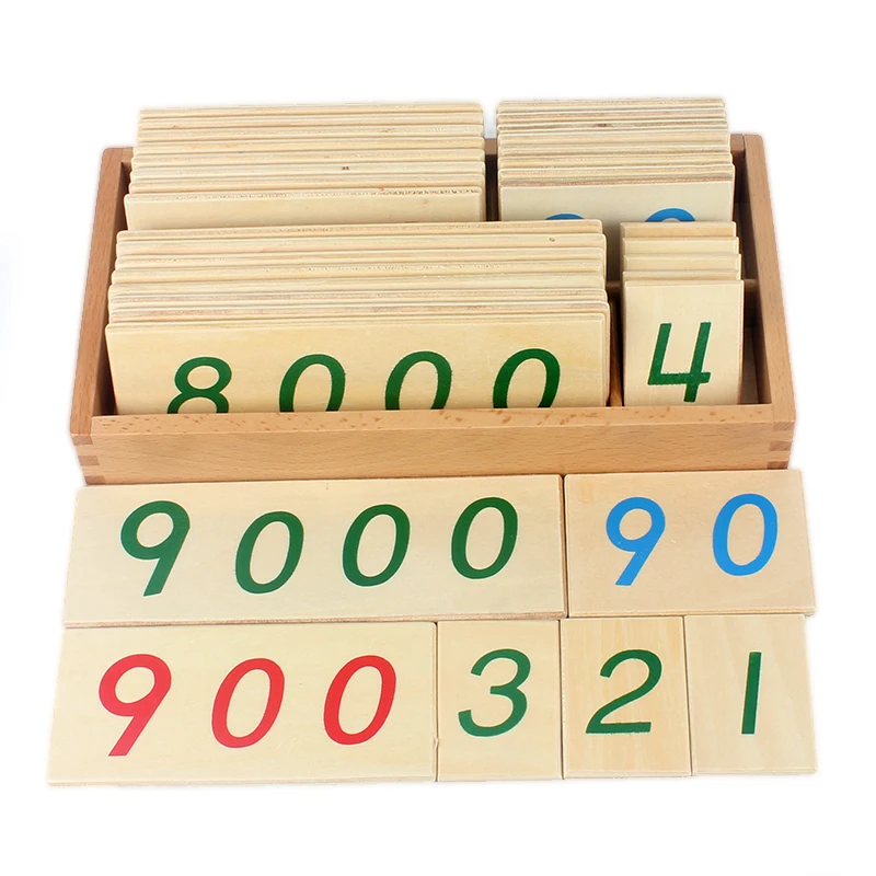 Haute qualité Montessori matériaux en bois carte numéro 1-9000 petit étudiant numérique utilisé jouets mathématiques début éducatif apprentissage cadeau