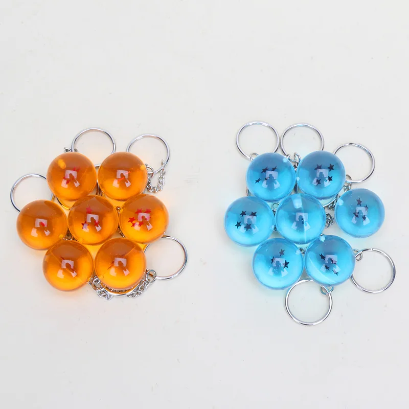 

7pcs/set Anime Dragon Ball Z Figure Crystal Ball Yellow Green Blue Keychain Pendant Keyring PVC Figure Toy