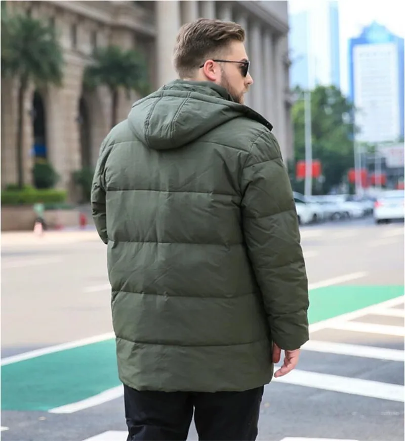 Мужская Толстая куртка большого размера, XL-8XL, 9XL, 10XL, парка с капюшоном, теплая куртка, осенняя и зимняя мужская куртка с воротником, цвет черный/зеленый