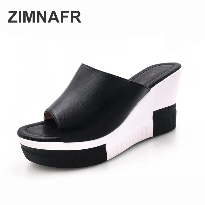 

ZIMNAFR BRAND WOMEN SANDALS FISH HEAD THICK BOTTOM LIGHT ATISKID WOMEN FASHION SLIPPERS SUMMER SHOES PLATFORM WEDGE SANDALS