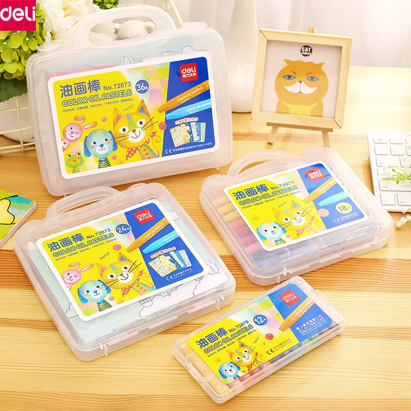 

Deli Wax Oil Painting Stick Candy Color Crayon Safety Non-toxic Pens for Kids Students Cute Stationery Office School Supplies