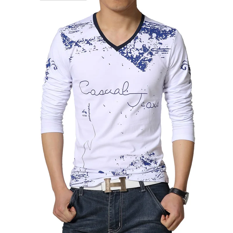 Spring Summer Men Tshirt Large Size Cotton V-Neck Tshirt Men