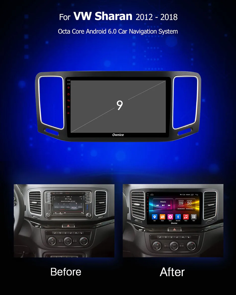 Cheap 9" IPS 2.5DAndroid 9.0 Octa Core 4G RAM+32G ROM Car DVD Player For Volkswagen VW Sharan 2012-2018 DSP CarPlay GPS Radio TPMS DAB 2