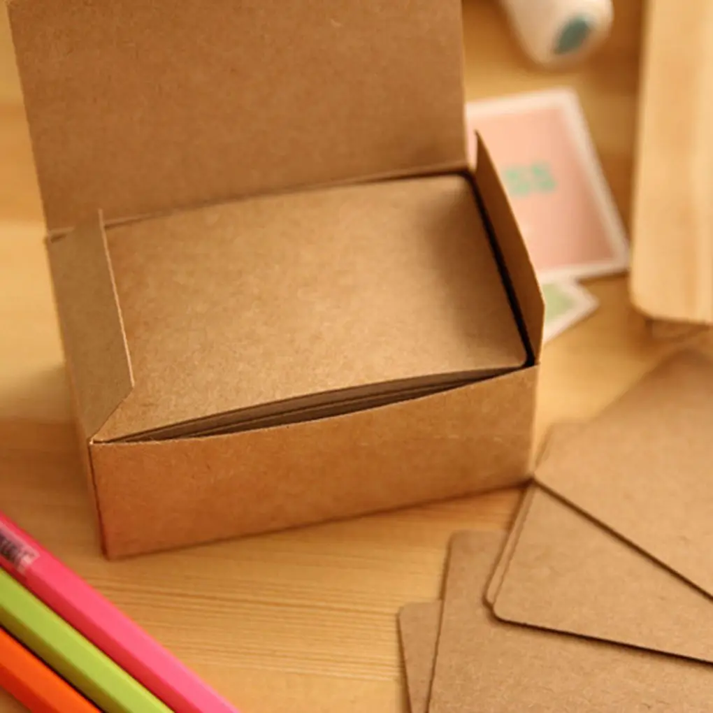 

1 lot Boxed Creative Kraft paper Memo Pad Sticker Message Card Post Sticky Notes Notepad Word cards