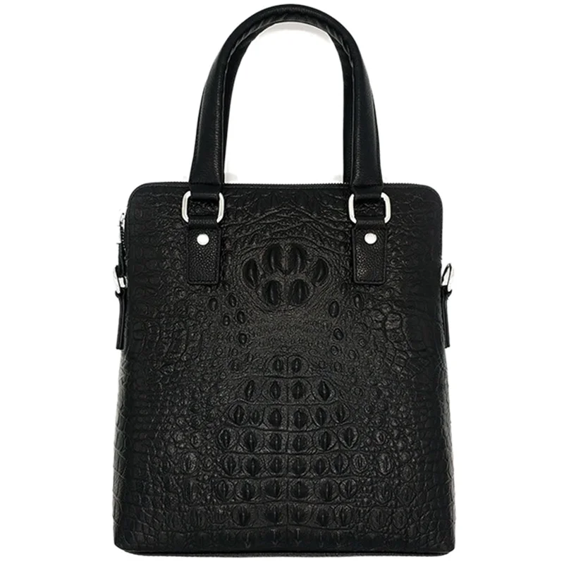 

ABDB-Men'S Leather Cowhide Crocodile Grain Pattern Business Handbag Briefcase Messenger Shoulder Bag Handbags