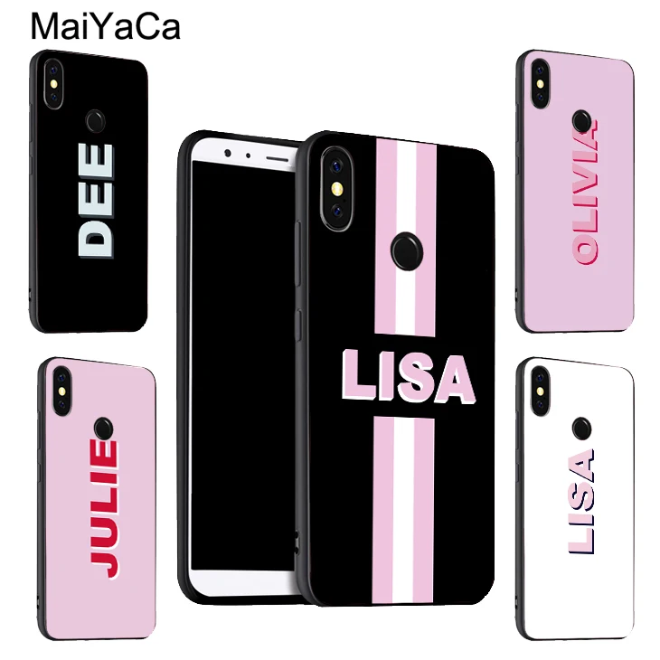 

MaiYaCa Personalised Dropshadow Text Name Soft Case For Xiaomi Redmi 5 Plus S2 6A Note 5 Pro 7 5A 4X Mi 8 6X A2 6 9 Max 3 Mix 2s