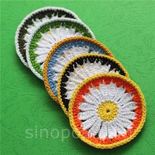 Ручной работы крючком Doily, хлопчатобумажная нить цветок связанные крючком настольные салфетки-подставки подстаканник для скрапбукинга украшения стеганая аппликация