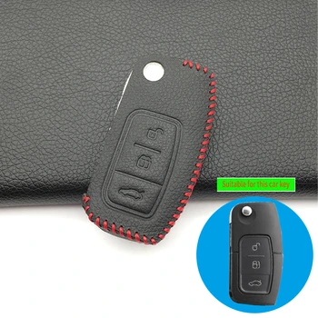 

For Ford Fiesta Focus Kuga Escape Ecosport New Styles Leather Case Car Key Cover 3 Buttons Flip Folding Shell Remote Key Case