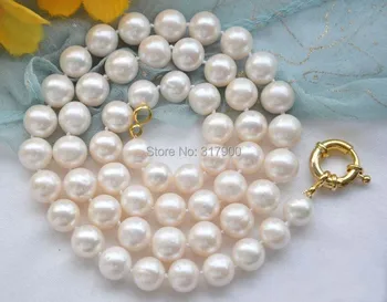 

18" 11mm white round freshwater cultured pearl necklace Pendant