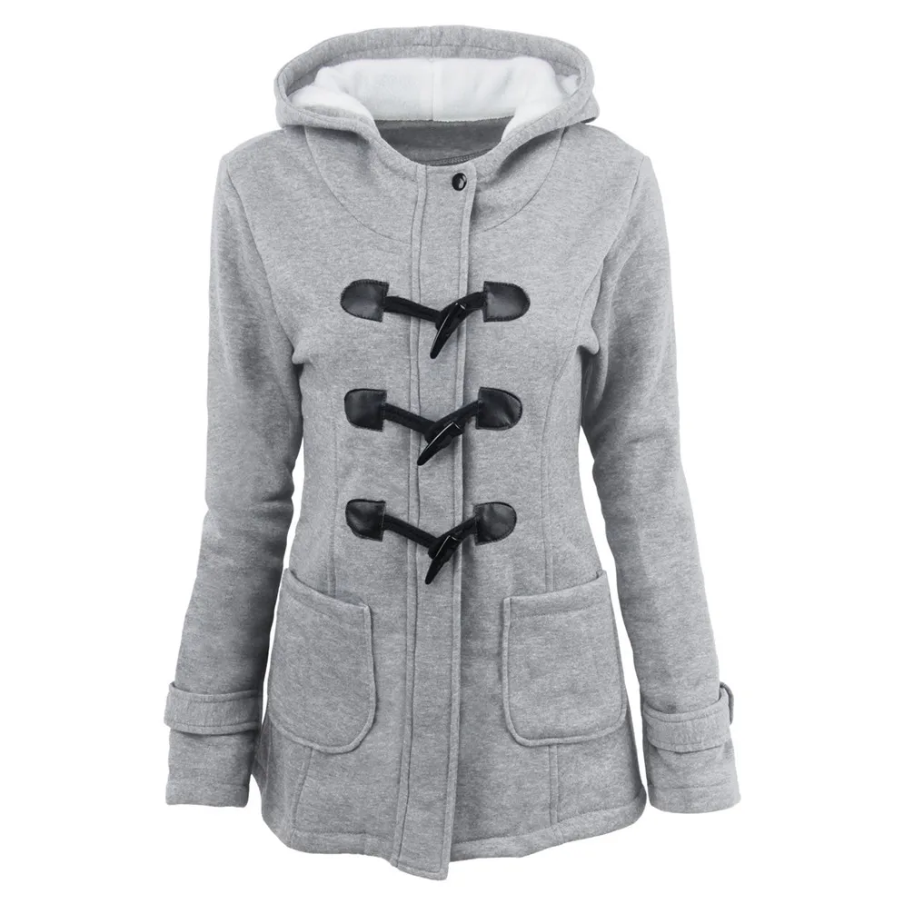 Plus Size S~6XL Women Hooded Coat 2018 Causal Women's Overcoat Female Coat Zipper Horn Button Outwear Jacket Casaco Feminino (6)