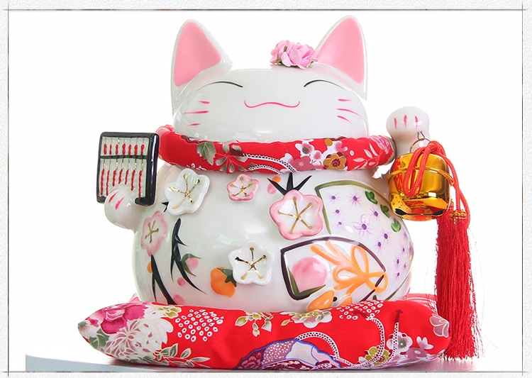 8 дюймов Maneki-Neko керамические китайские счастливые кошки манящие Фортуны кошки статуэтки счастливый Шарм копилка украшения дома