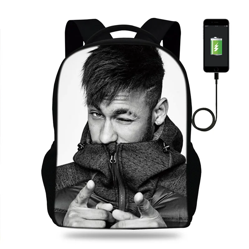 

Multifunction USB charging backpack Kids Boys Children School Bag teenagers Men travel Laptop Bags Football Star Neymar backpack