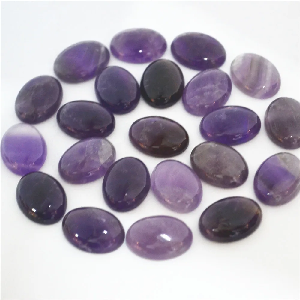 Wholesale 15*20MM Natural Stone Oval CAB Cabochon Purple Crystal Purple