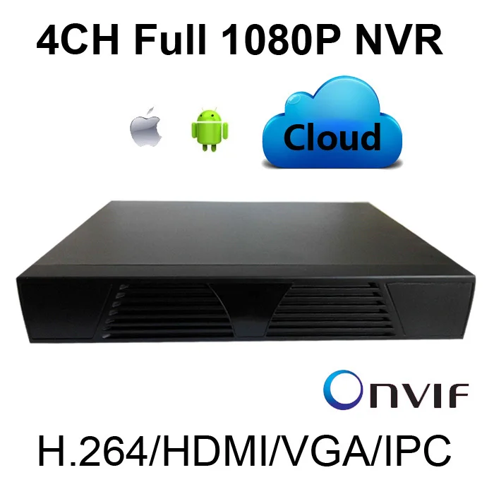 ONVIF 4CH мини видеорегистратор Full 1080 P Поддержка P2P облако Услуги мобильный HDMI H.264 4-канальный сетевой видеорегистратор легко IP Камера