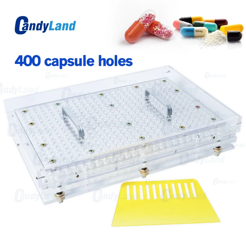 Candyland 400 Holes Manual Capsule Filling Machine#00#0#1#2 Pharmaceutical Capsules Maker for DIY medicine Herbal pill powde