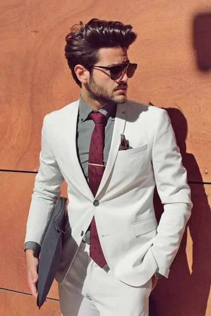 Derni-re-Conception-Ivoire-Blanc-Hommes-Costumes-Pour-Le-Mari-De-Mariage-2-Pi-ces-Veste