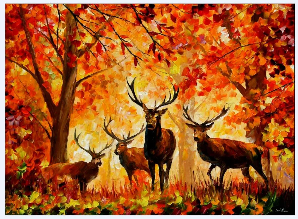 Romantic Wall Decor Print Autumn Artwork On Canvas by Leonid Afremov