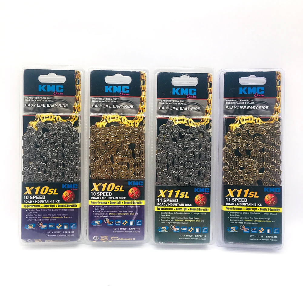 

KMC X10SL X11SL Bicycle Chain 10 11 Speed Quick Link Full Hollow Road MTB Mountain Bike Chain 10 11 variable Gold Silver