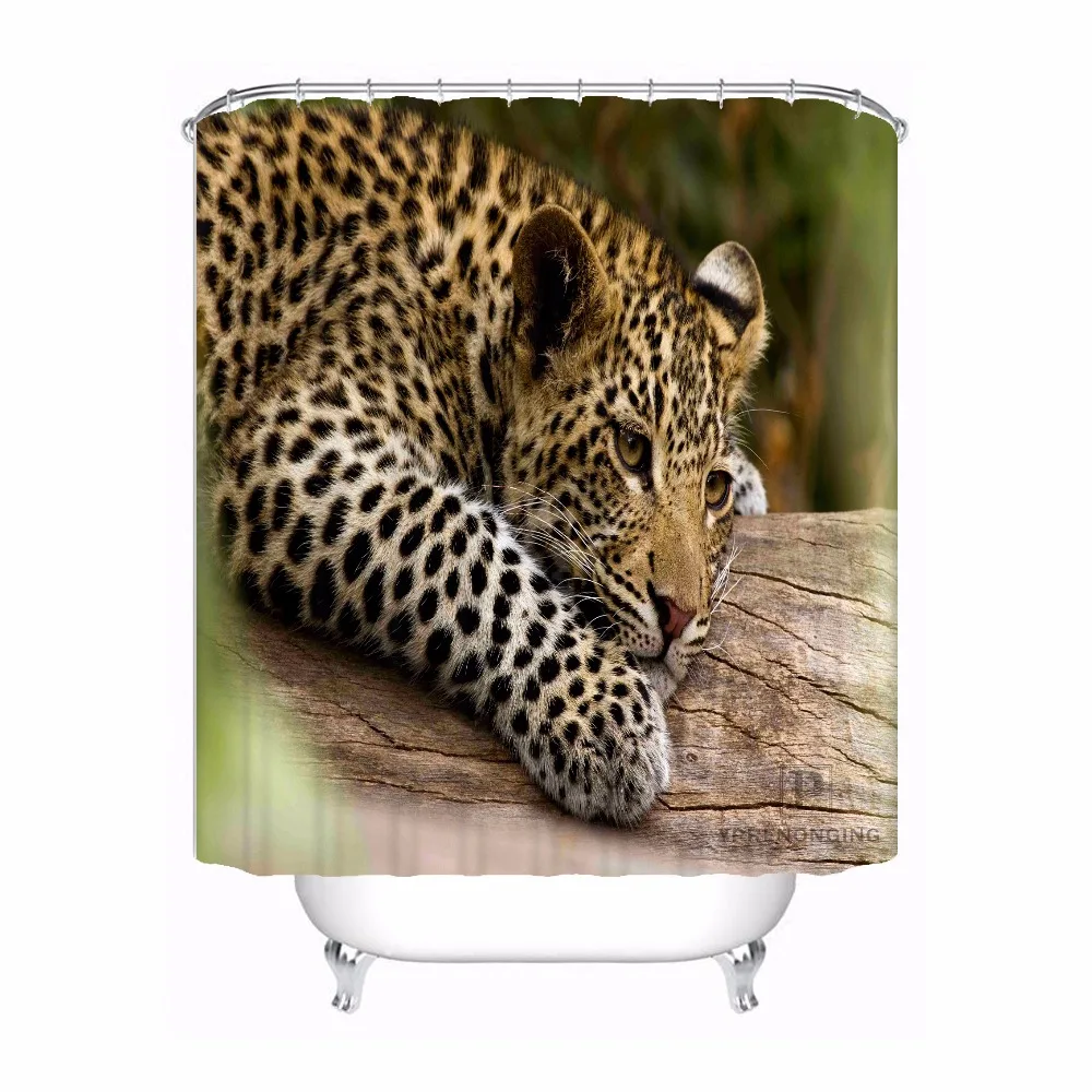 Custom Leopard Personalized Bath Curtain Bathroom Mildewproof