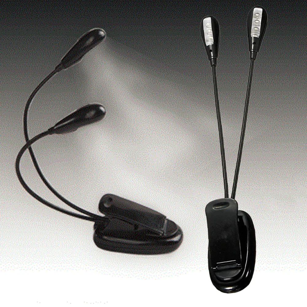 Super Bright 8 LED Book Reading Table Lamp Dual Flexible Double Goosenecks Clip-on Arm Study&Music Desk Light Super Bright 8 LED Book Reading Table Lamp Dual Flexible Double Goosenecks Clip-on Arm Study&Music Desk Light