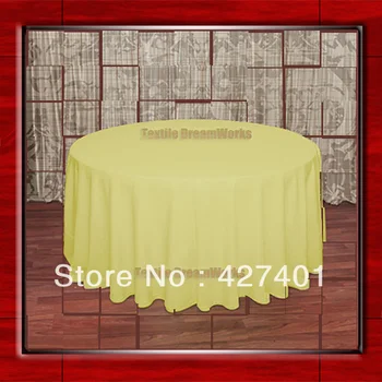 

Hot Sale 132" R Lemon Round Table Cloth Polyester Plain Table Cover for Wedding Events &Party Decoration(Supplier)