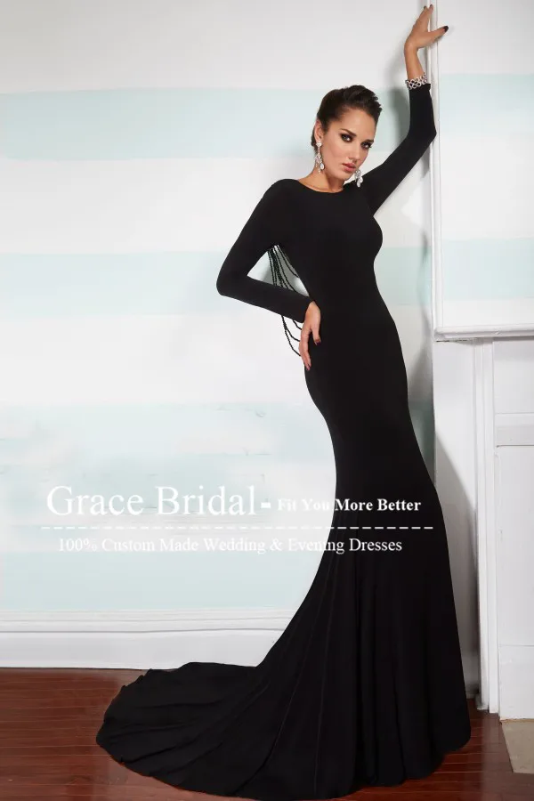 modest black evening gowns