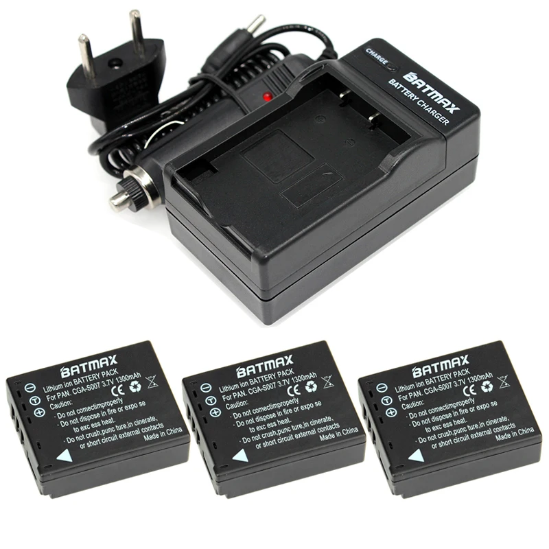 

3Pcs CGA-S007 CGA CGR S007E S007 S007A BCD10 Batteries&Charger Kit for Panasonic DMC TZ1 TZ2 TZ3 TZ4 TZ5 TZ50 TZ15 Camera
