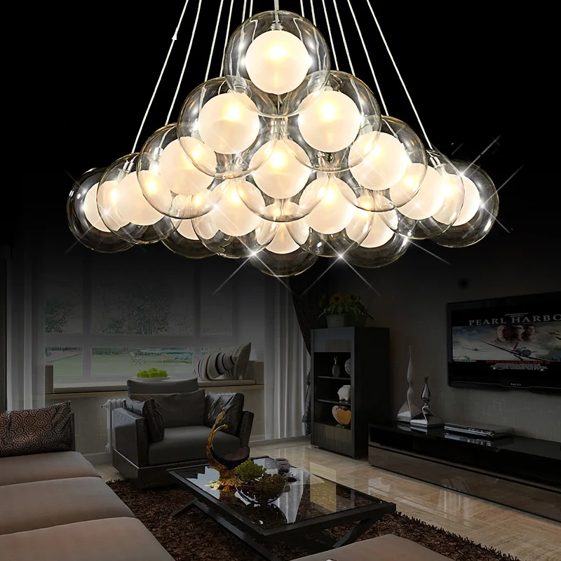  Modern Creative clear glass double-deck ball chandelier lamp DIY home deco living room romantic G4  - 32729474365