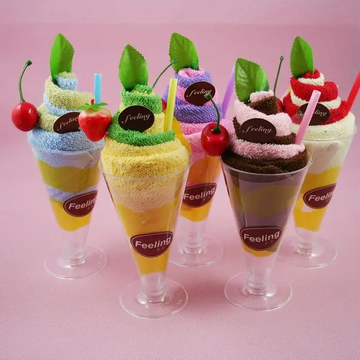 

1pcs/lot Face Hand Hair Towel 20x20cm Microfibre Towel Set Washclothes Quickly-Dry Cupcake Ice Cream Towels Christmas Gift25