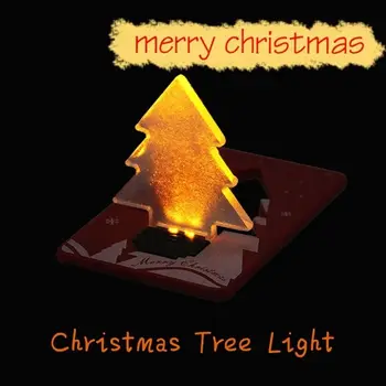 

1 Pcs Christmas Decoration Pocket Folding Xmas Tree Shape LED Light Credit Card Gift for party supplies