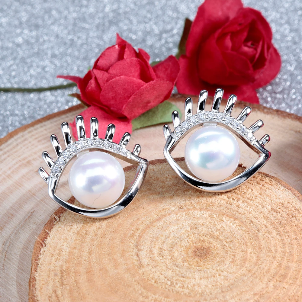 Новое поступление, серьги-гвоздики в форме глаз, серебро 925 АААА, натуральный пресноводный жемчуг, женская мода, настоящий жемчуг, хорошее ювелирное изделие
