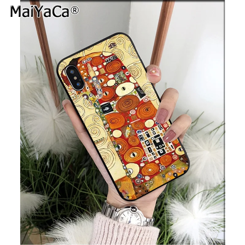 MaiYaCa Gustav Klimt Art Силиконовый ТПУ мягкий черный чехол для телефона для iPhone 8 7 6 6S Plus 5 5S SE XR X XS MAX Coque Shell - Цвет: A16