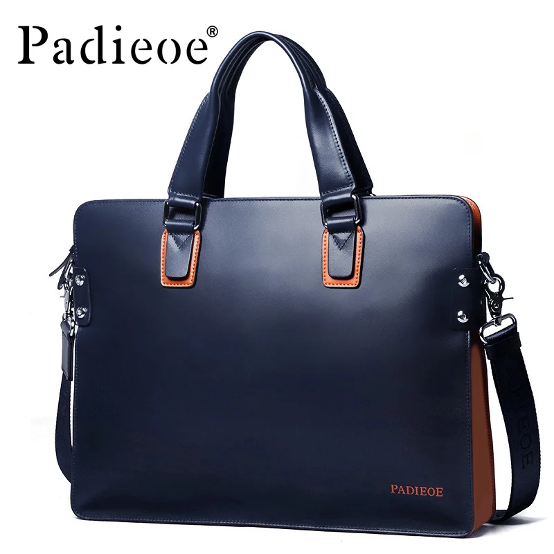 Padieoe Fashion Genuine Leather Bag Business Men Messenger Bags Luxury Brand Men Briefcases Designer Male Laptop Handbag