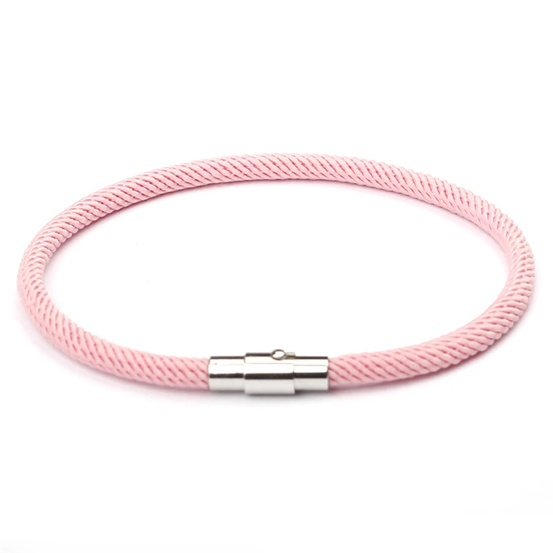 Новые женские разноцветные браслеты из нержавеющей стали с подвеской в виде макарон, браслеты из фермуара, браслеты на магните, ювелирные изделия, браслеты - Окраска металла: Pink