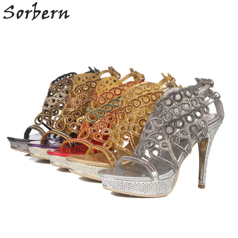 

Crystal Women Sandals Party Shoes 2018 Wedding Shoes For Bridal Rhinestone Ladies Shoes Buckle 34-44 Chaussure Femme Sandalias