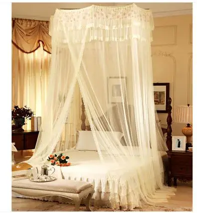 Роскошная кружевная москитная сетка-балдахин для двойной кровати королевского размера для дома качественная дверная противомоскитная сетка для двойной кровати, балдахин - Цвет: Черный