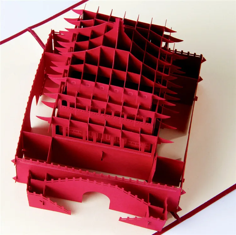 Винтажные 3D лазерные выскакивающие бумажные открытки ручной работы на заказ с