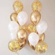 18 шт. 12 дюймов белые черные золотые серебряные блестящие металлические хромированные шары латексные Свадебные украшения для дня рождения