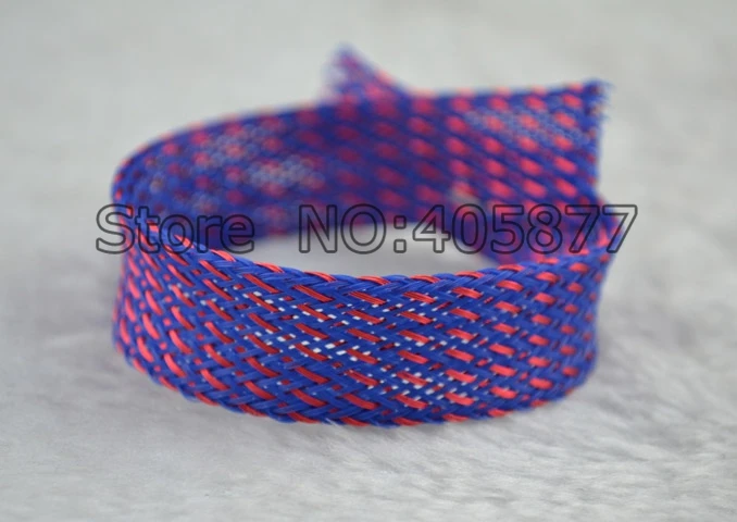 16MM Nylon Mesh Purple+Red Screen Braided Sleeving For DIY HIFI audio video cable wire