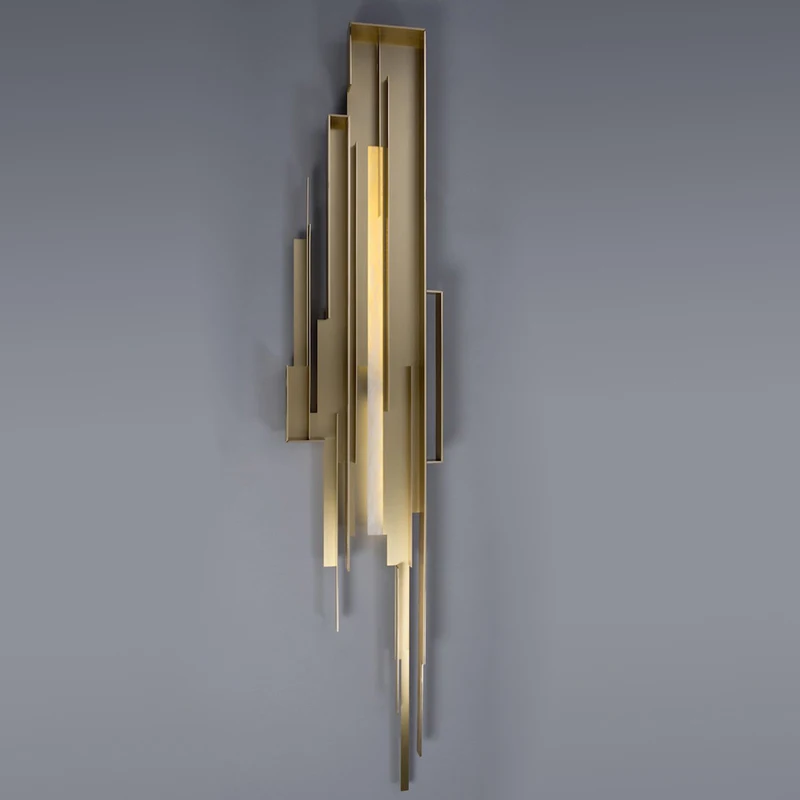 Дизайн современный минималистический металлический золотой настенный светильник творческая гостиная спальня villa hotel шоу-рум роскошный настенный выключатель света