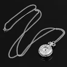 YCYS! Silver Pocket Watch Necklace Chain Quartz Ancient