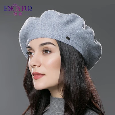 ENJOYFUR Women Beret Hat Wool Knitted Cap Autumn Winter Hat French Classic Beret 