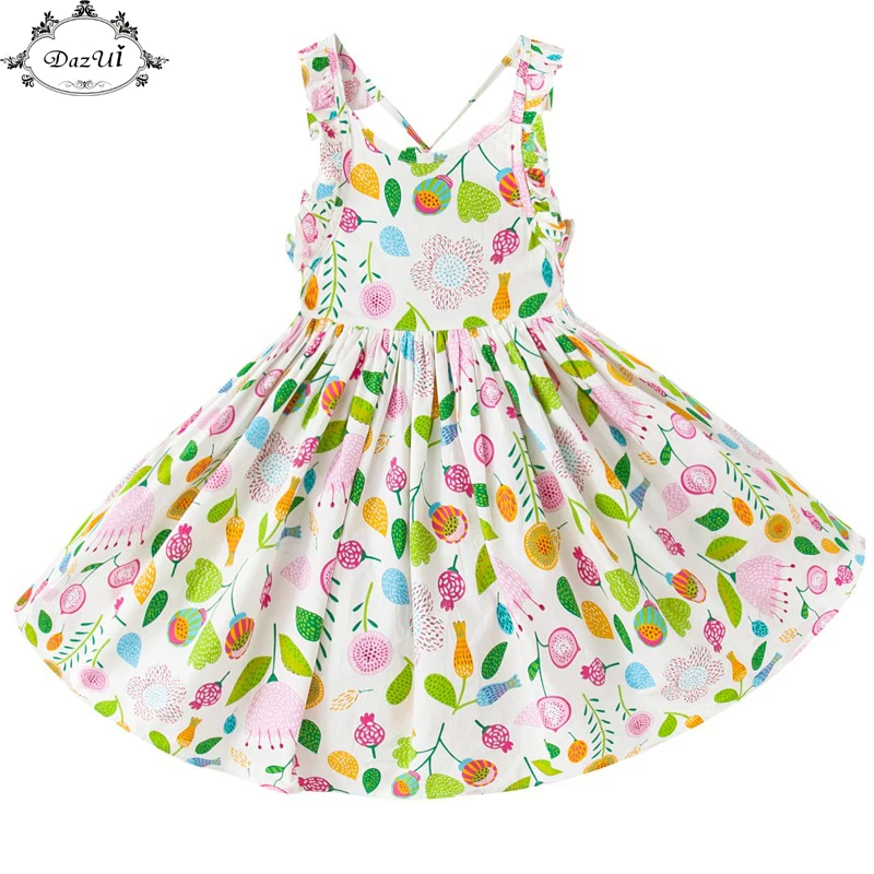 

Floral Girls Dress Sleeveless Cotton Easter Kids Outfit Twirling Dress Toddler Girls Clothing 1-6years Girls Boutique Clothes