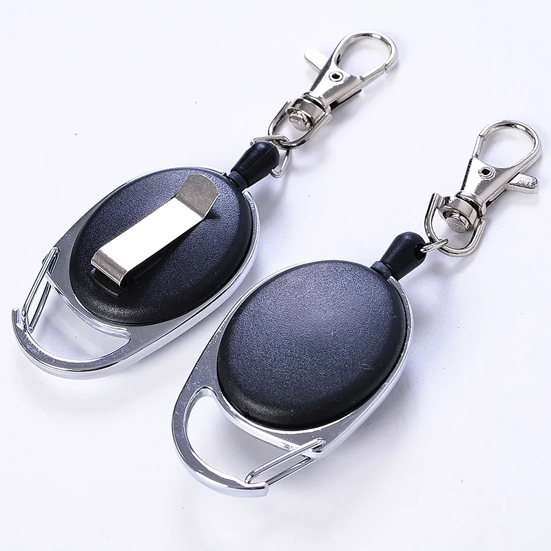 Outdoor EDC Key Ring Steel Rope Burglar Keychain Tactical Retractable