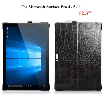 

For Microsoft Surface Pro 4 5 6 Genuine Cowhide Leather Back Cover For New Surface Pro 6 Pro5 Crocodile Oil Wax Tablet Case
