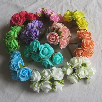 

3-3.5CM/72PCS Floral Foam Artificial Small PE Roses Bouquet With Wire Stem,Garland Flower,Florist Supplies,Wedding Decorations