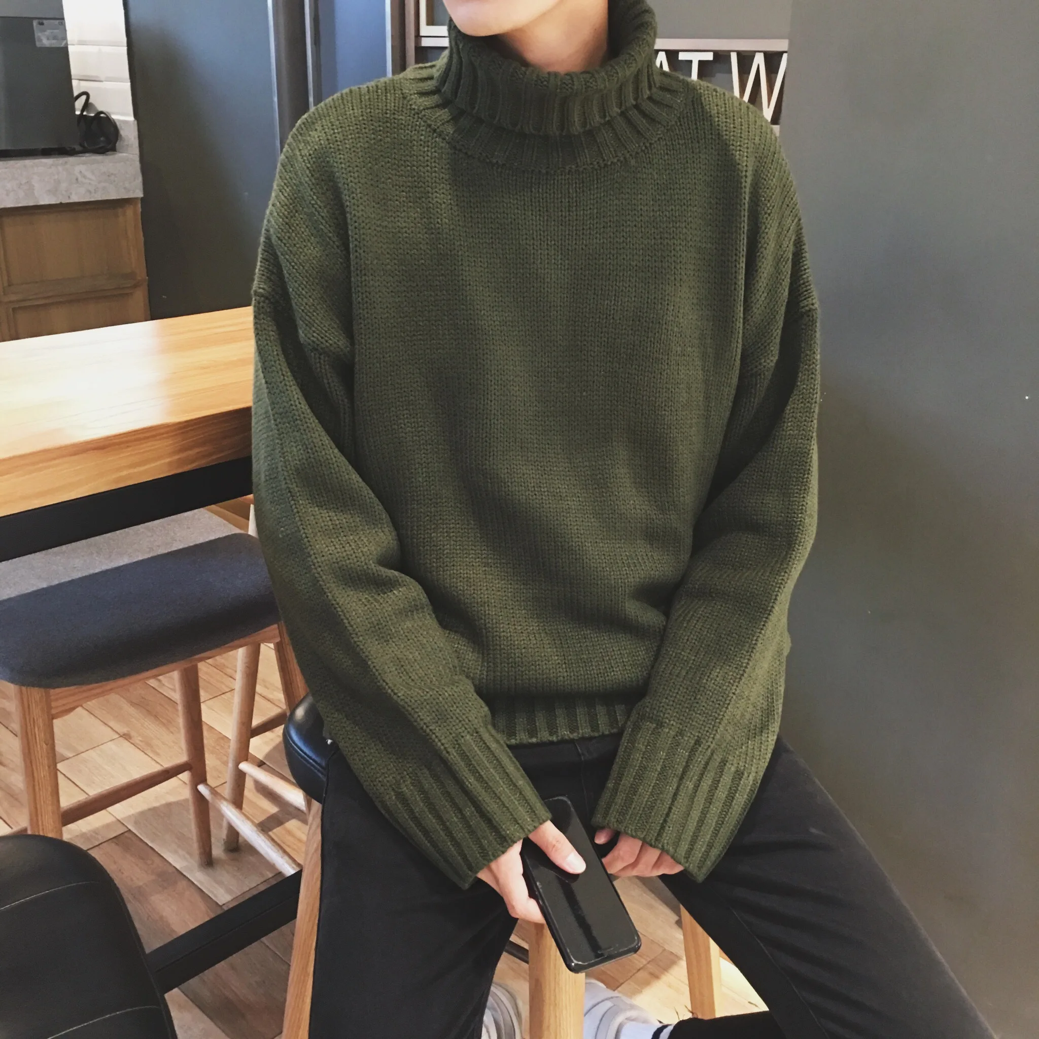 Turtleneck sweater men's trend couple original wind loose sweater jacket men's autumn winter uniform 2019 new